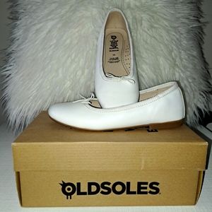 Old Soles Girls Brule Slip On White Leather Closed Toe Ballet Kids Shoes US 1.5